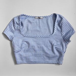 Papaya Blue Checkered Women's Top